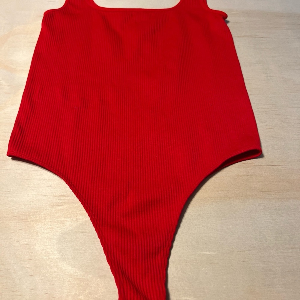 Forever 21 Fitted Red Sleeveless Bodysuit Sz S/M